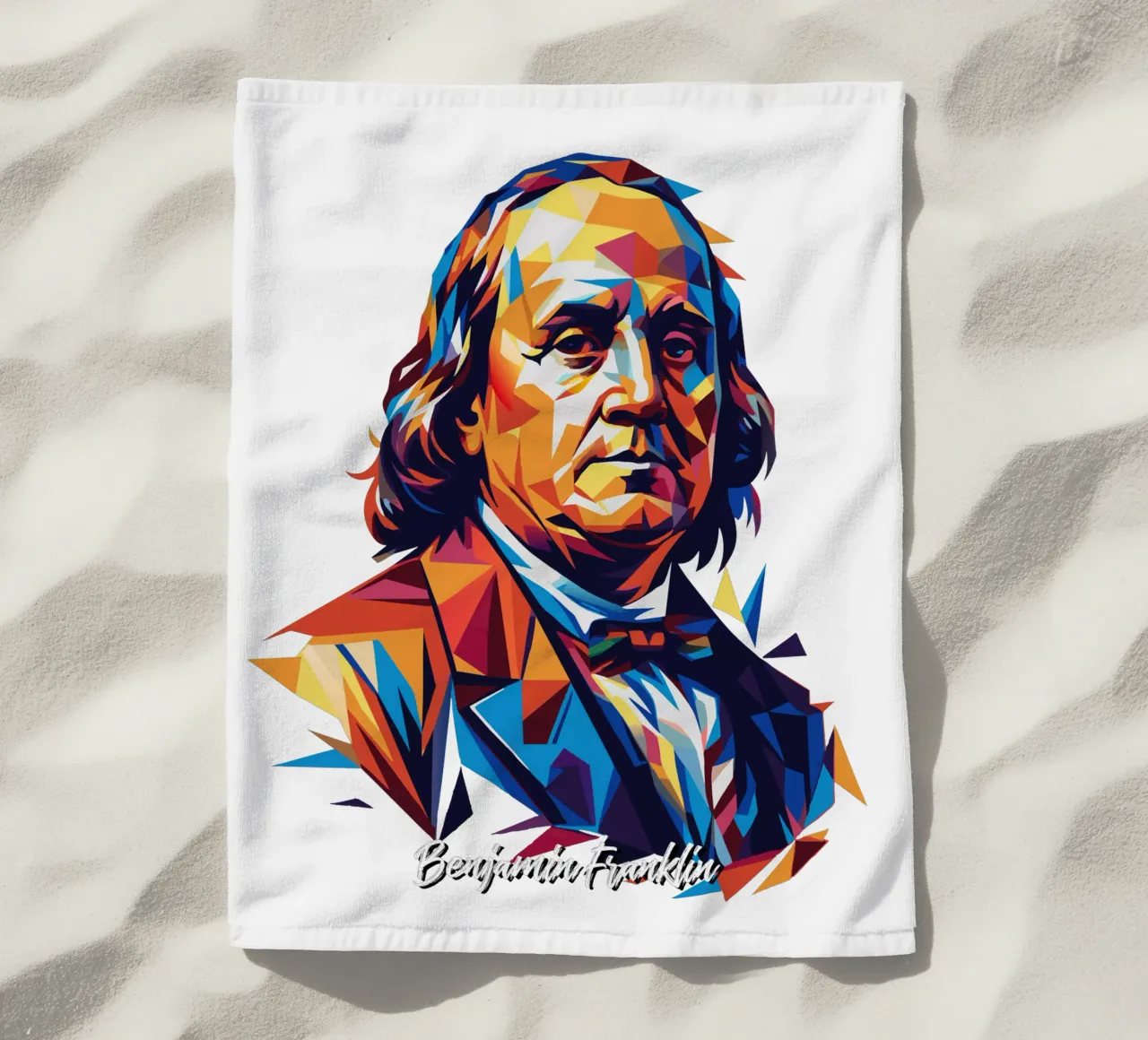 Benjamin Franklin in WPAP Pop ARt serviette de plage de vectorartnesia