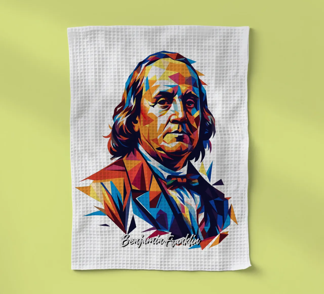 Benjamin Franklin in WPAP Pop ARt tea towel by vectorartnesia