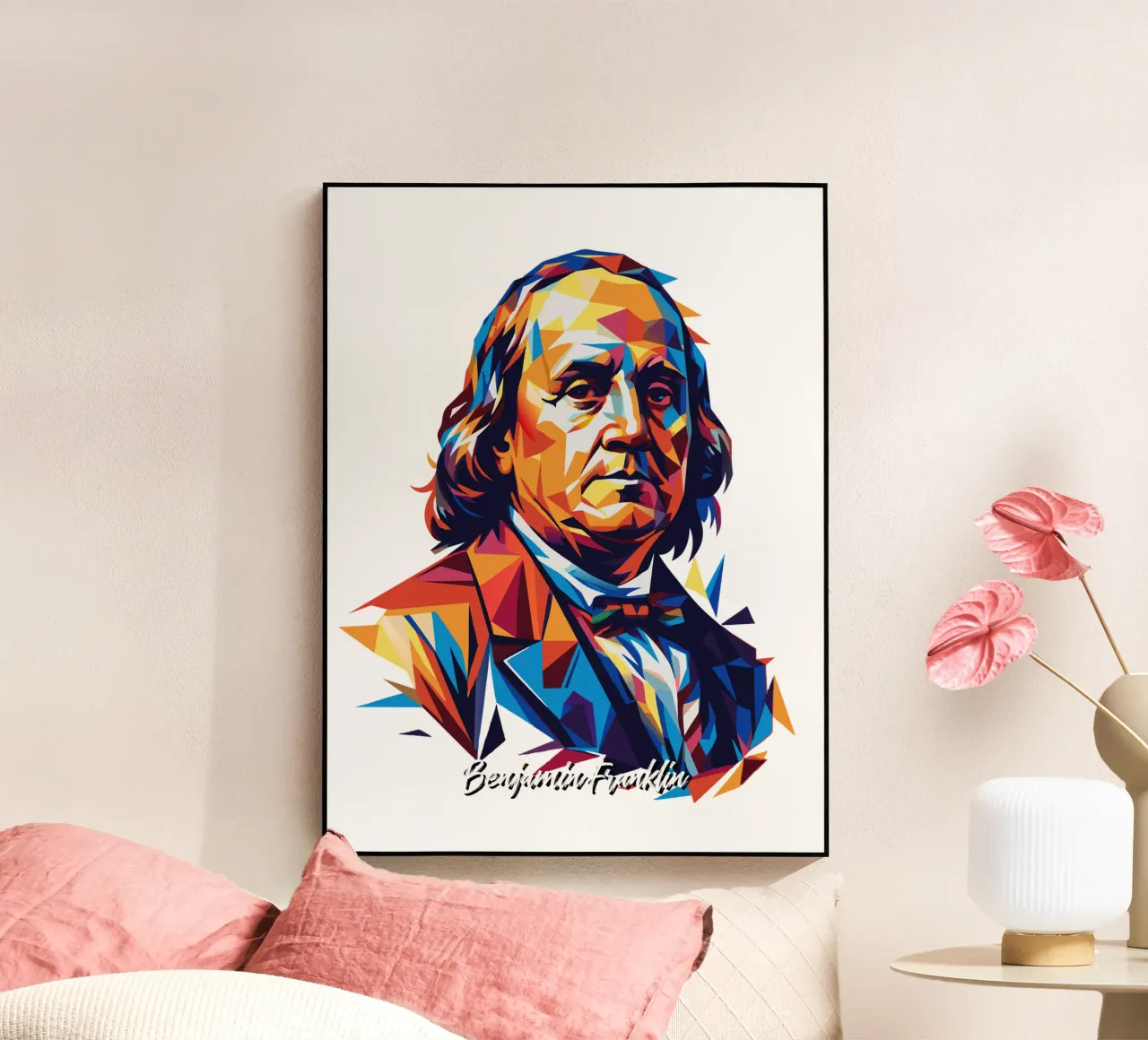 Benjamin Franklin in WPAP Pop ARt acryl van vectorartnesia