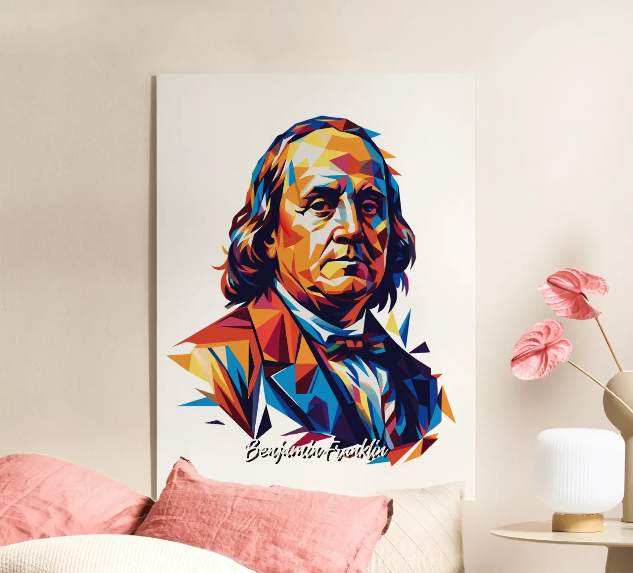Benjamin Franklin in WPAP Pop ARt plexiglass da vectorartnesia