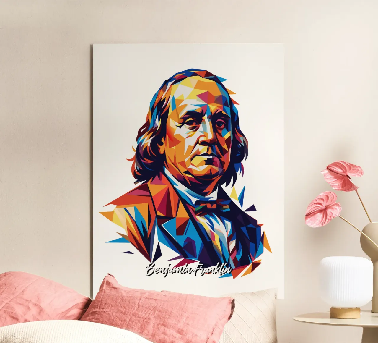 Benjamin Franklin in WPAP Pop ARt Alu-Dibond von vectorartnesia