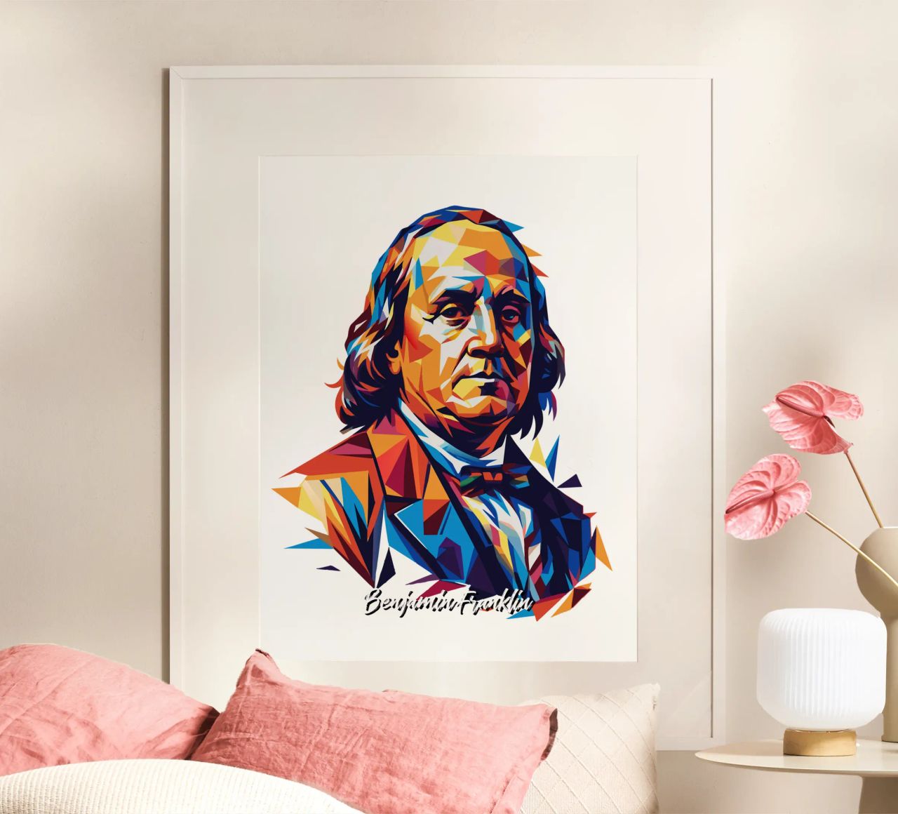 Benjamin Franklin in WPAP Pop ARt carta hahnemühle da vectorartnesia