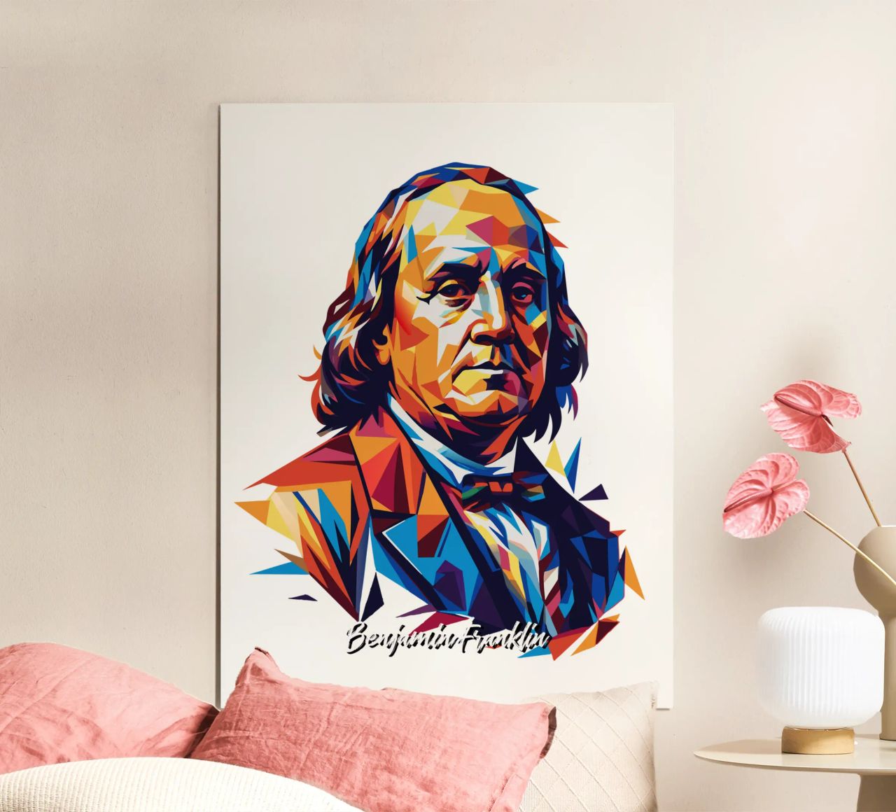 Benjamin Franklin in WPAP Pop ARt carta hahnemühle da vectorartnesia