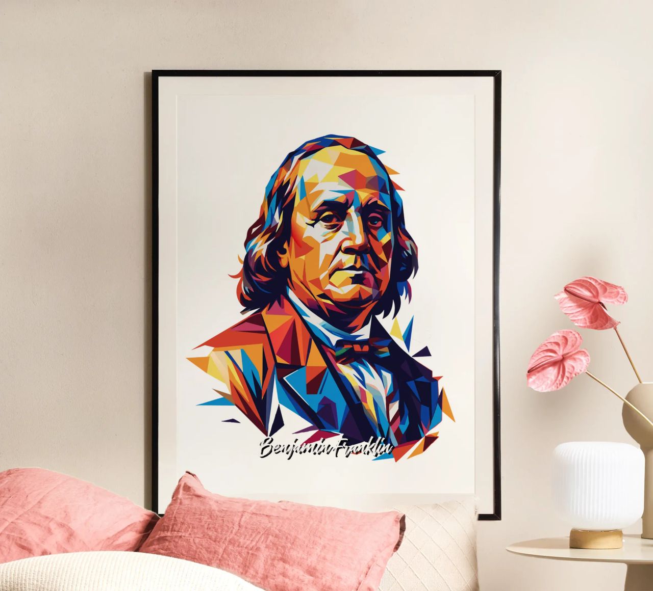 Benjamin Franklin in WPAP Pop ARt carta hahnemühle da vectorartnesia