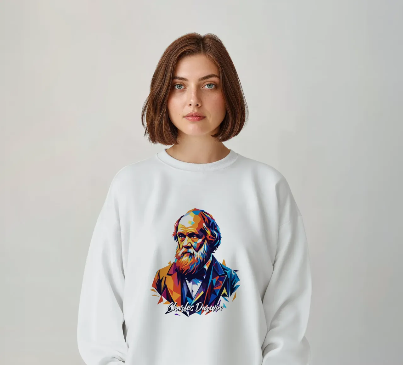 Charles Darwin in WPAP Pop Art Sweatshirt von vectorartnesia