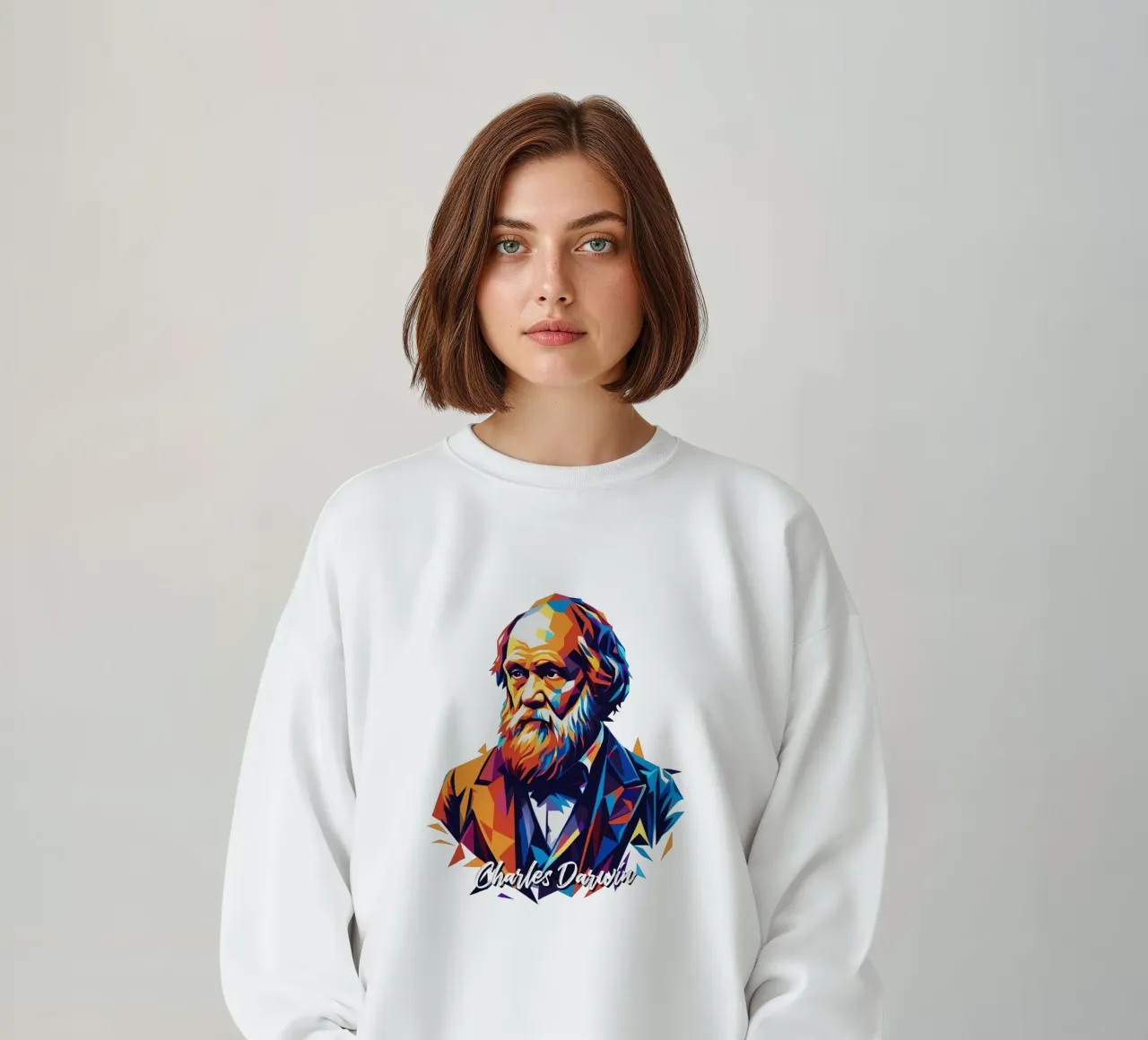Charles Darwin in WPAP Pop Art Sweatshirt von vectorartnesia
