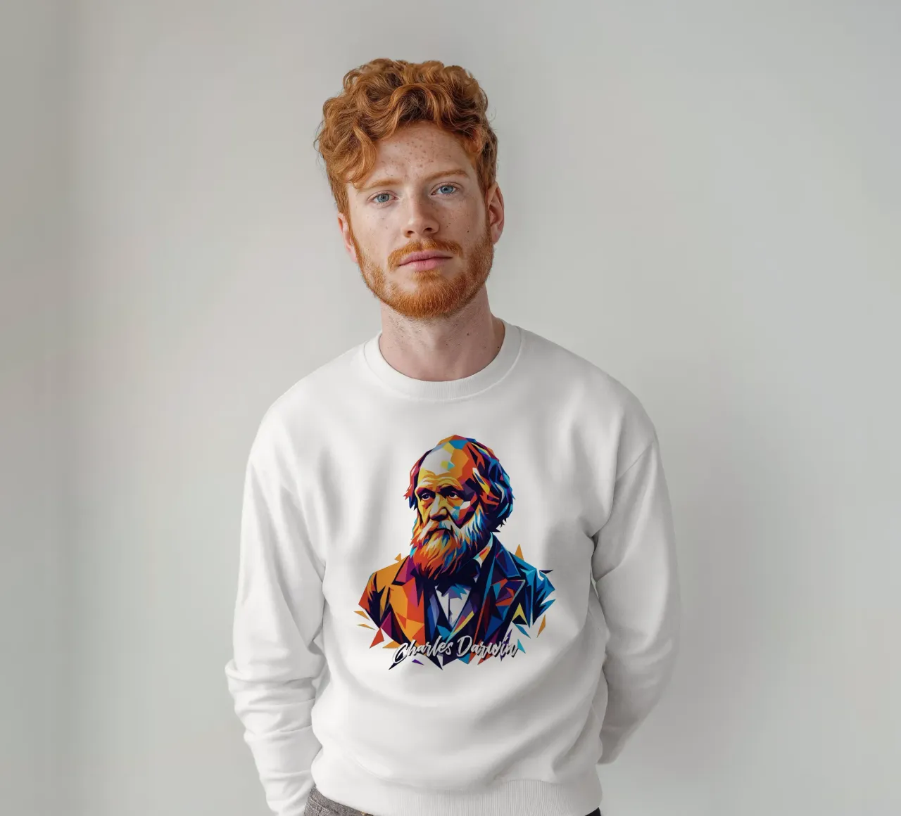Charles Darwin in WPAP Pop Art Sweatshirt von vectorartnesia