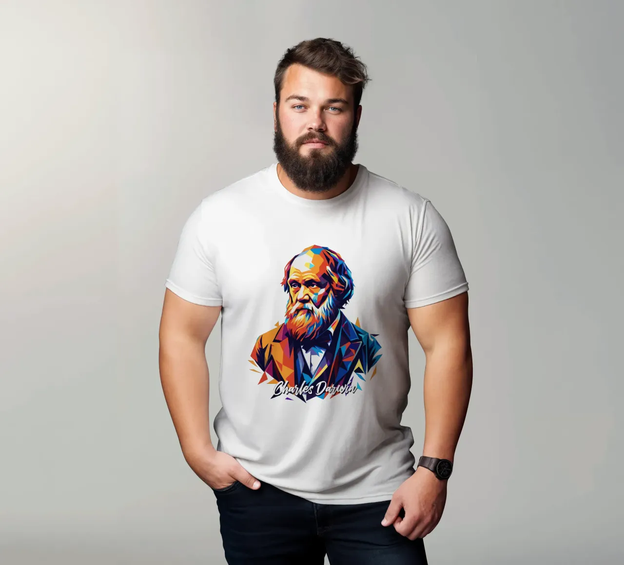 Charles Darwin in WPAP Pop Art t-shirt da vectorartnesia
