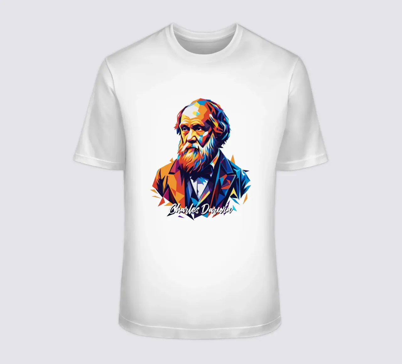 Charles Darwin in WPAP Pop Art t-shirt da vectorartnesia