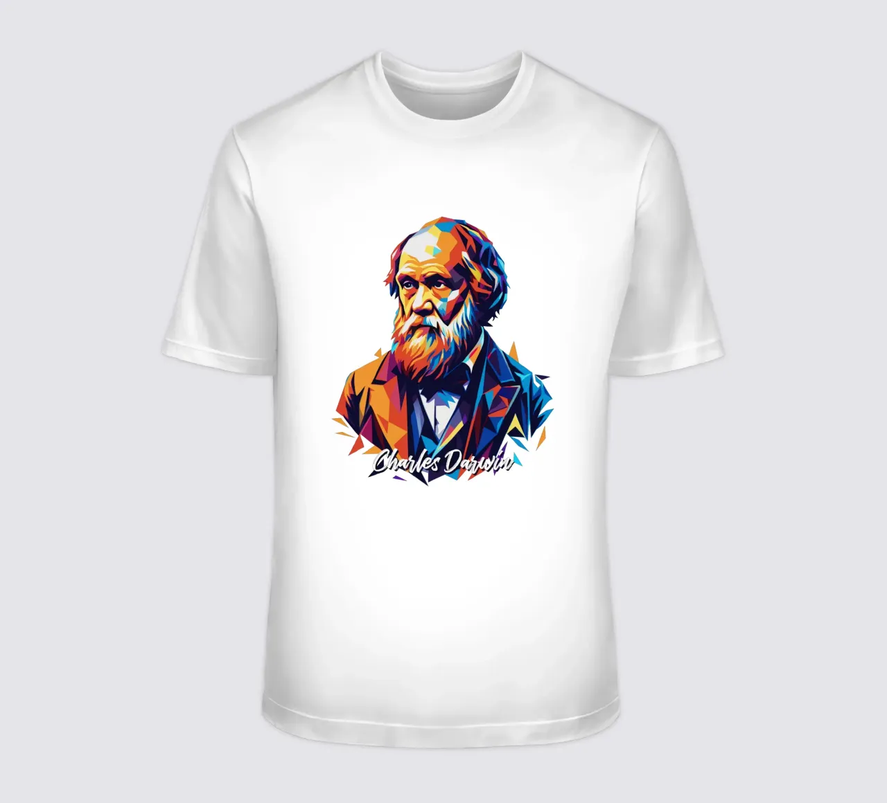 Charles Darwin in WPAP Pop Art t-shirt van vectorartnesia
