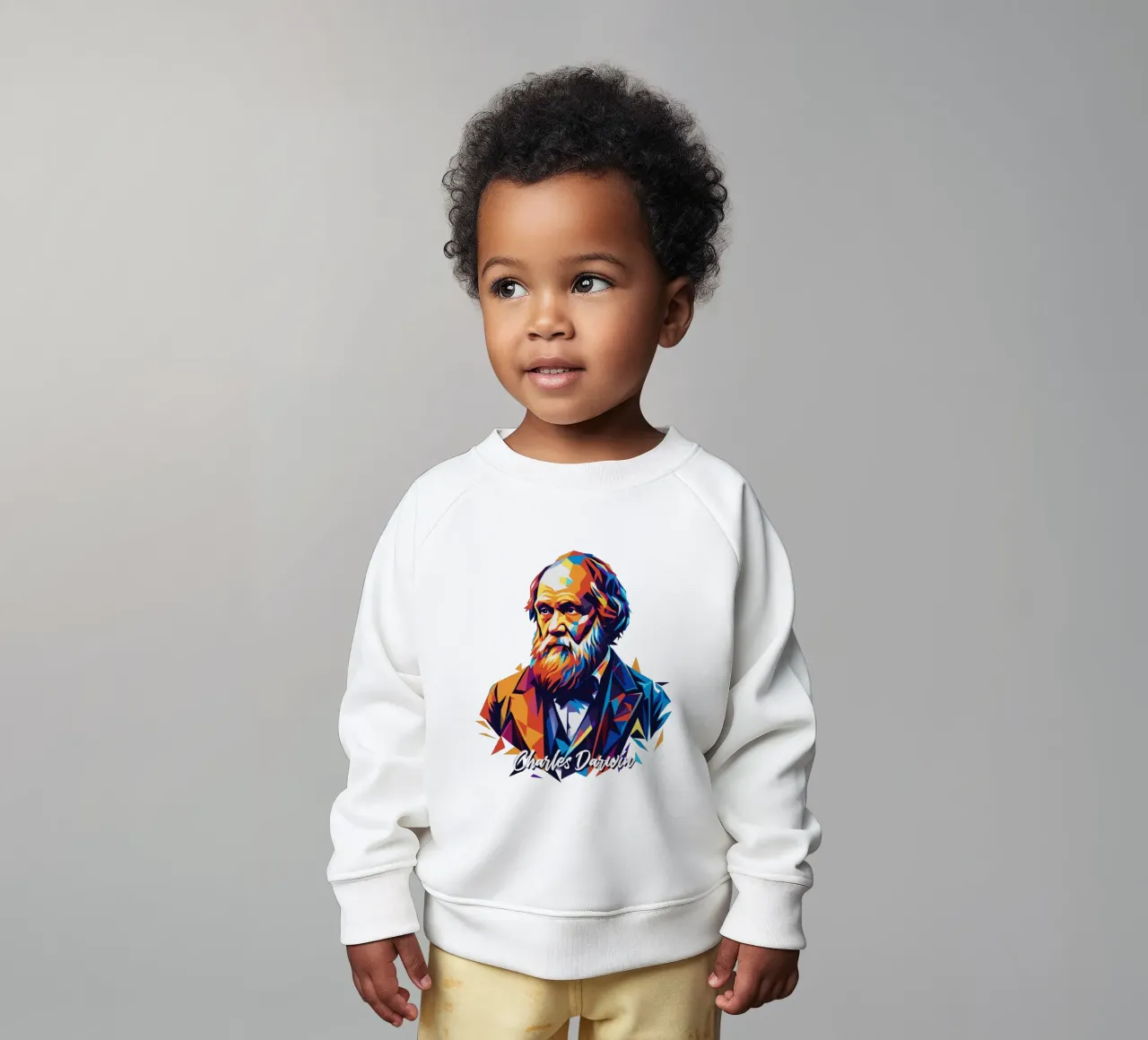 Charles Darwin in WPAP Pop Art Baby Sweatshirt von vectorartnesia