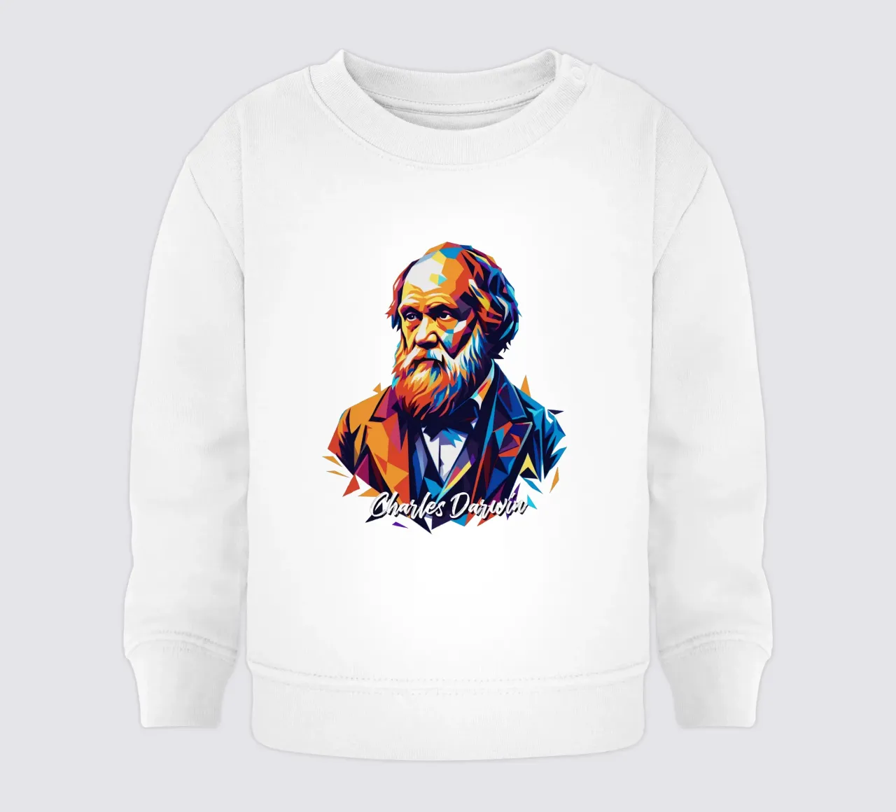 Charles Darwin in WPAP Pop Art baby sweatshirt van vectorartnesia
