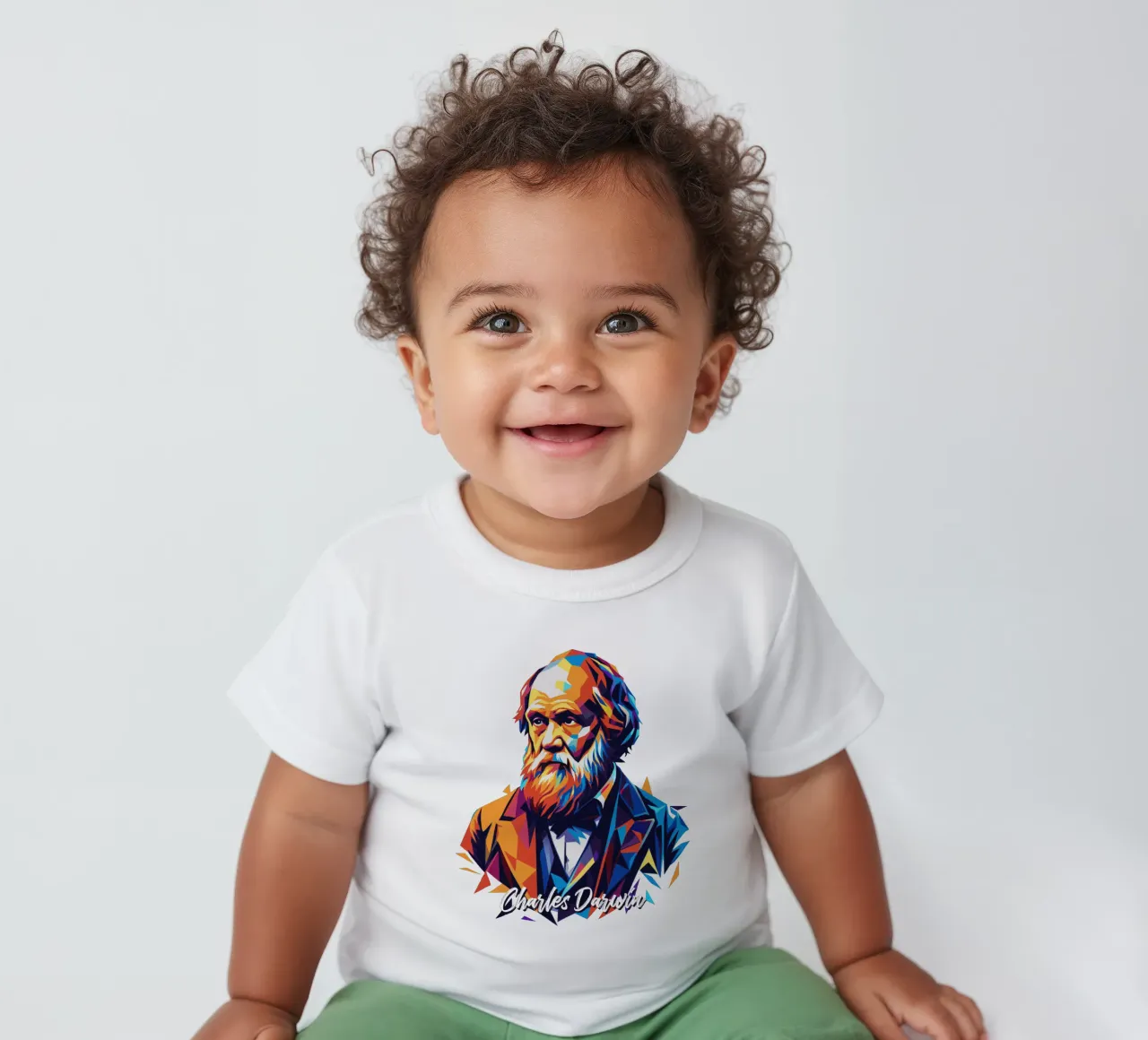 Charles Darwin in WPAP Pop Art maglietta neonato da vectorartnesia