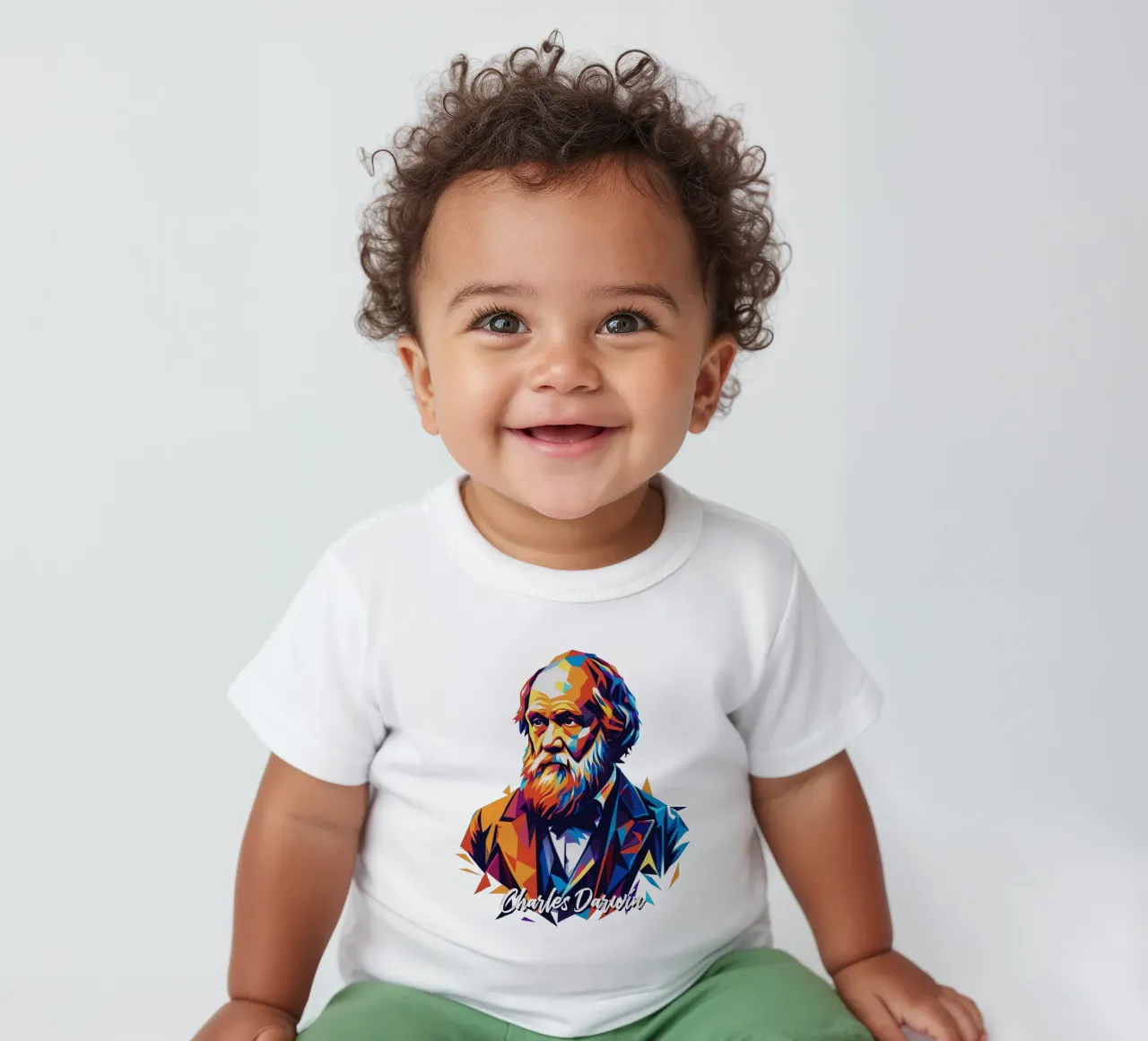 Charles Darwin in WPAP Pop Art maglietta neonato da vectorartnesia
