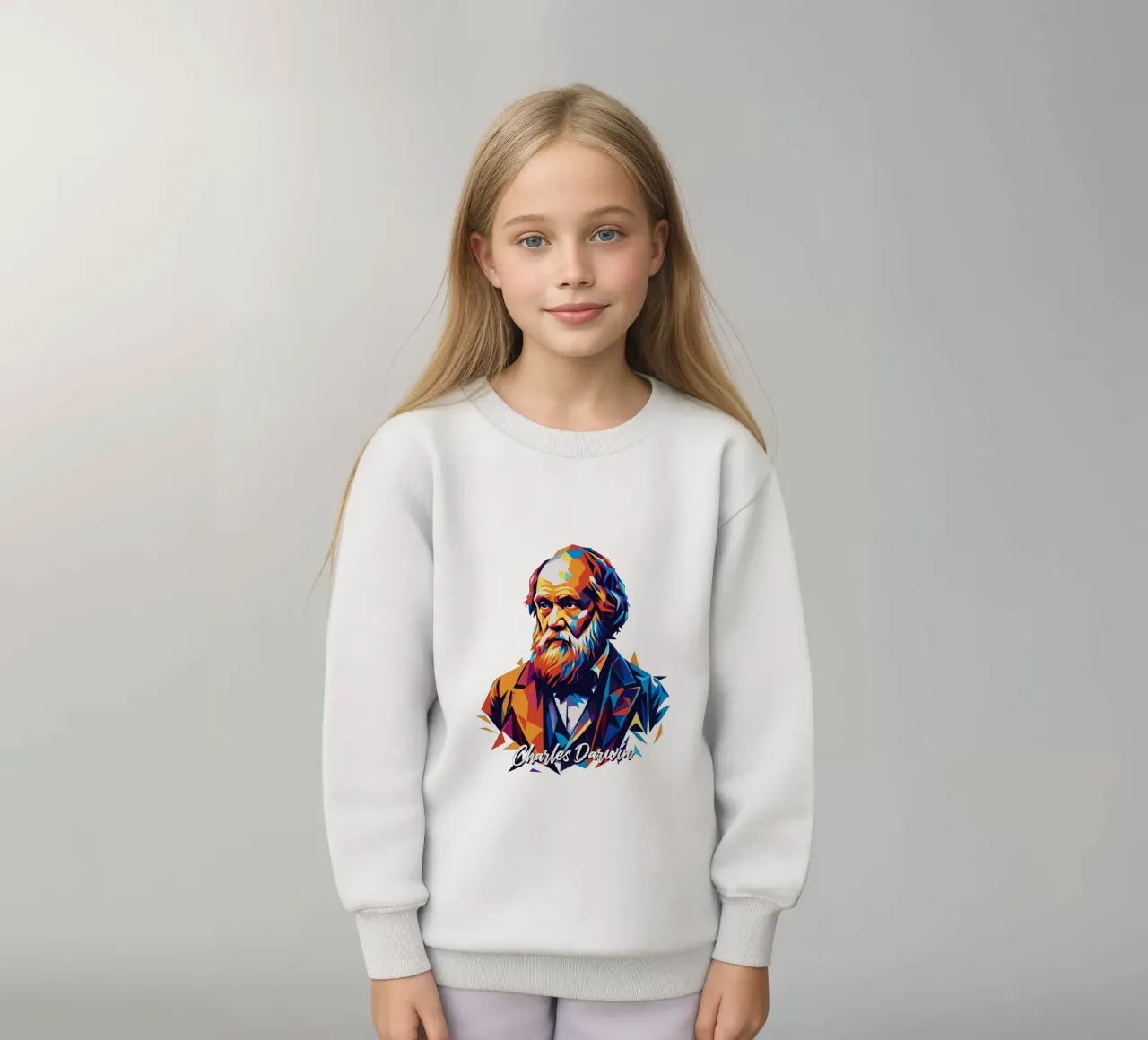 Charles Darwin in WPAP Pop Art sudadera para niño de vectorartnesia