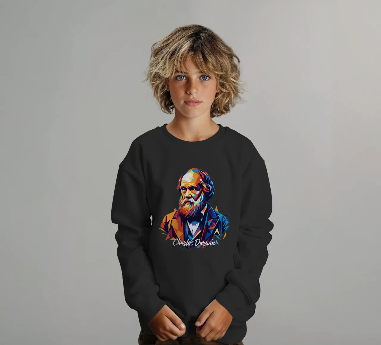 Charles Darwin in WPAP Pop Art felpa bambino da vectorartnesia