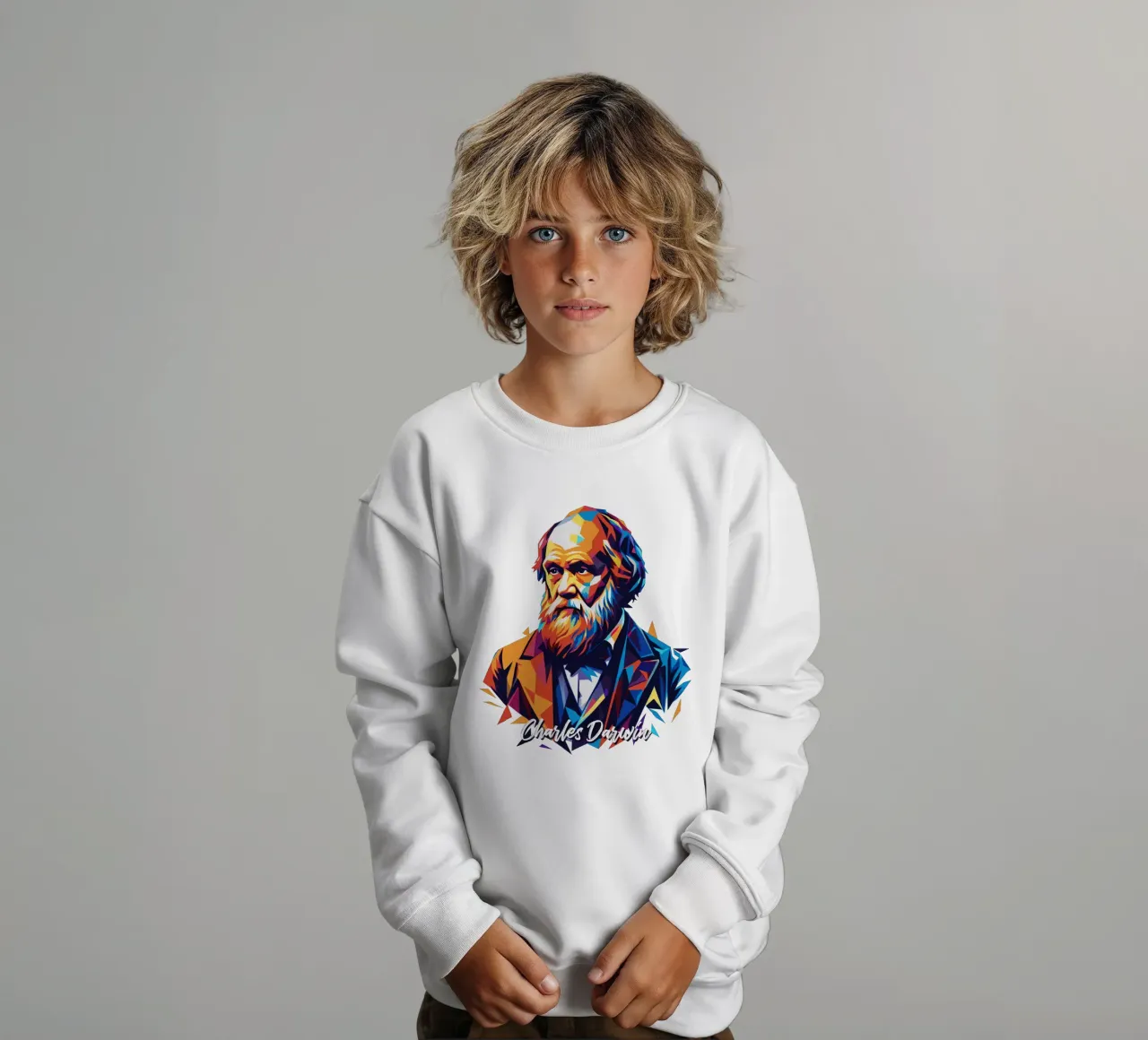 Charles Darwin in WPAP Pop Art sudadera para niño de vectorartnesia