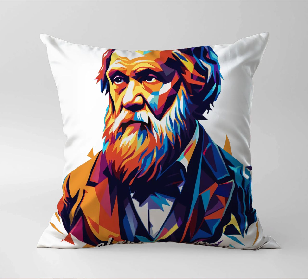Charles Darwin in WPAP Pop Art cuscino da vectorartnesia