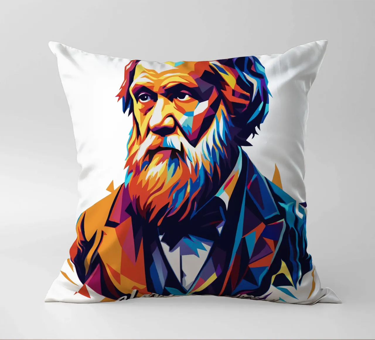 Charles Darwin in WPAP Pop Art cuscino da vectorartnesia