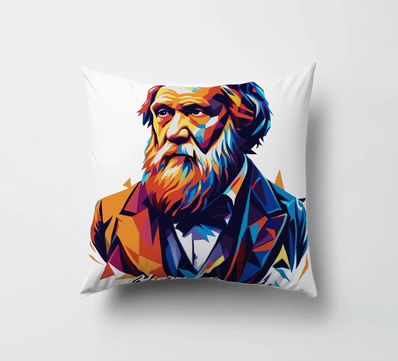 Charles Darwin in WPAP Pop Art cuscino da vectorartnesia