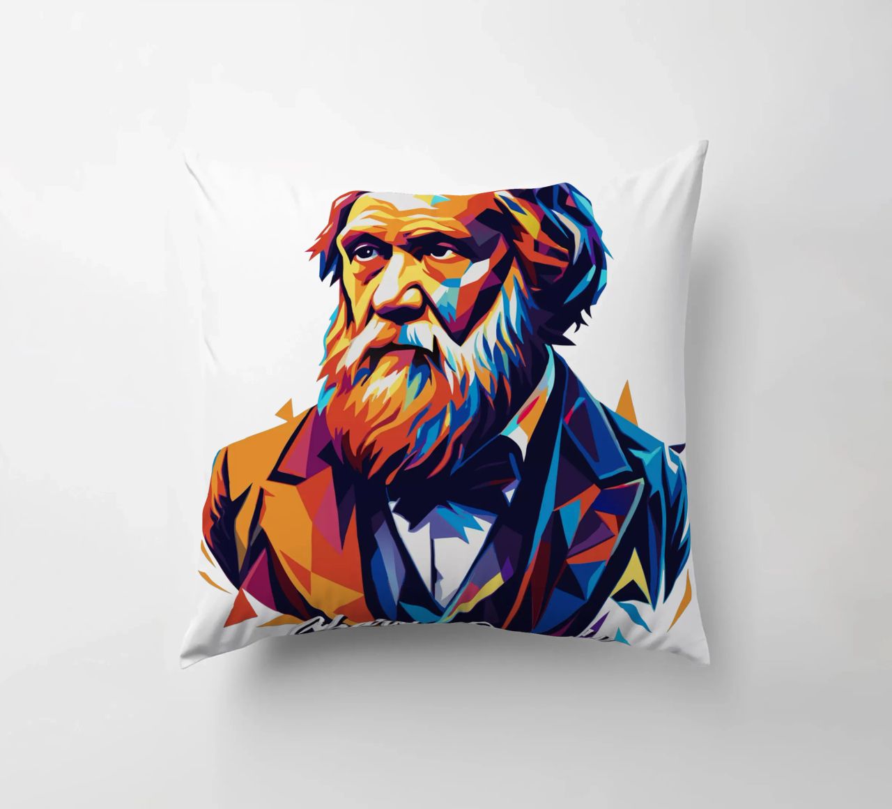 Charles Darwin in WPAP Pop Art cuscino da vectorartnesia