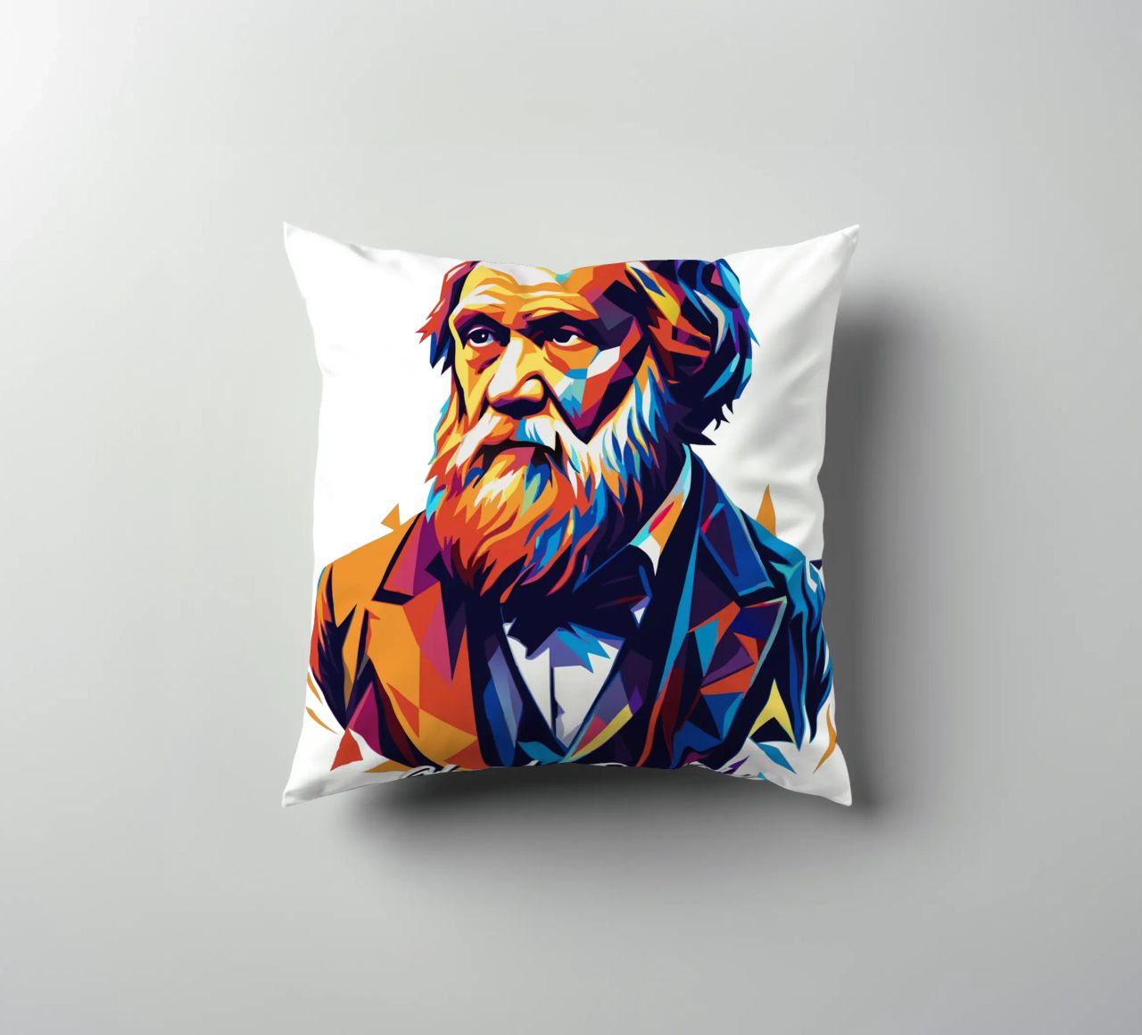 Charles Darwin in WPAP Pop Art cuscino da vectorartnesia