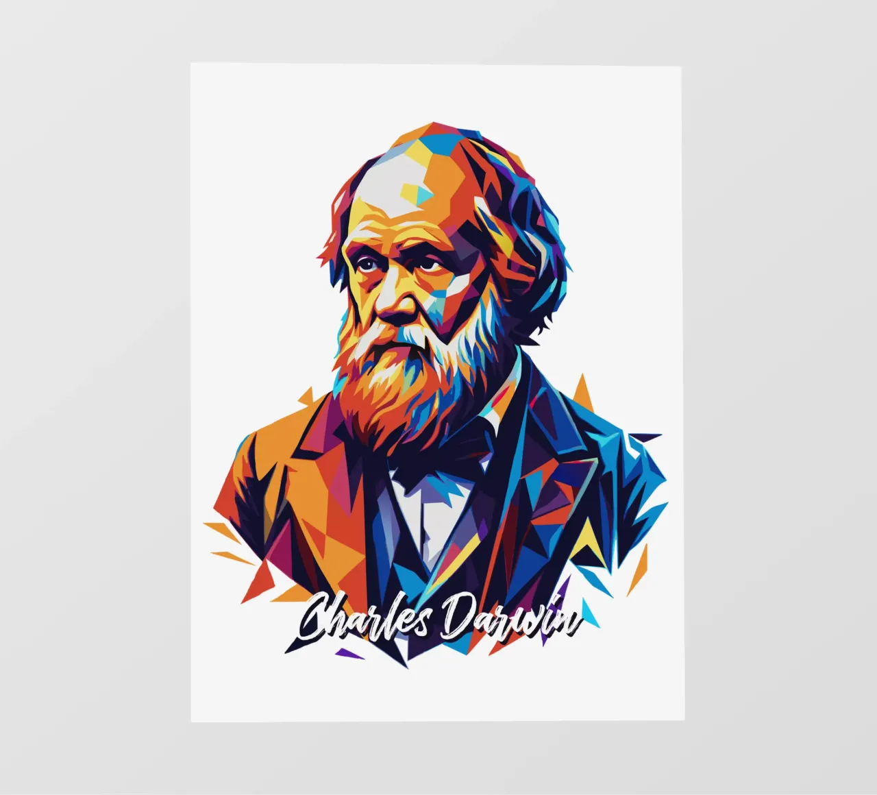 Charles Darwin in WPAP Pop Art pellicola backlit da vectorartnesia