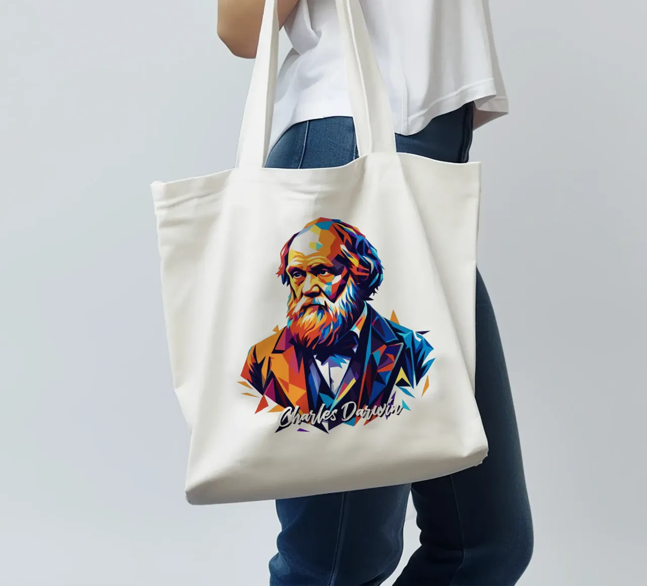 Charles Darwin in WPAP Pop Art borsa in juta da vectorartnesia