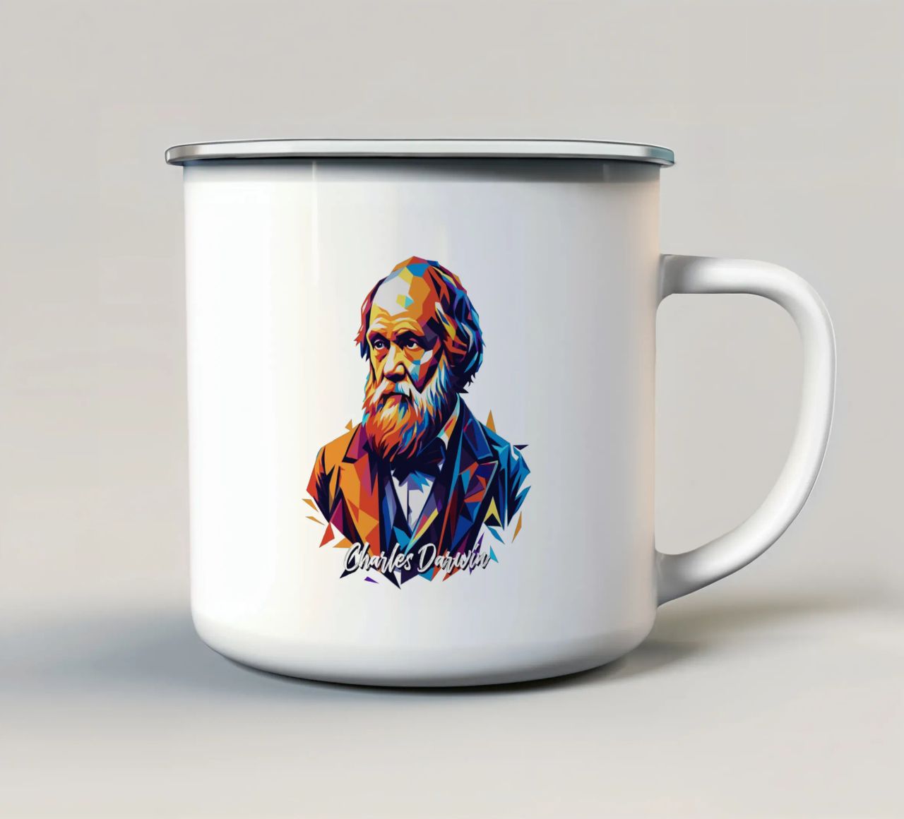 Charles Darwin in WPAP Pop Art tazza in smalto da vectorartnesia