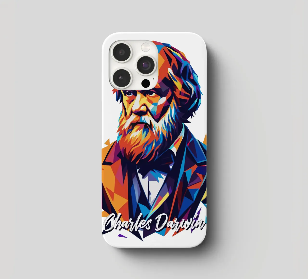 Charles Darwin in WPAP Pop Art cover iphone da vectorartnesia