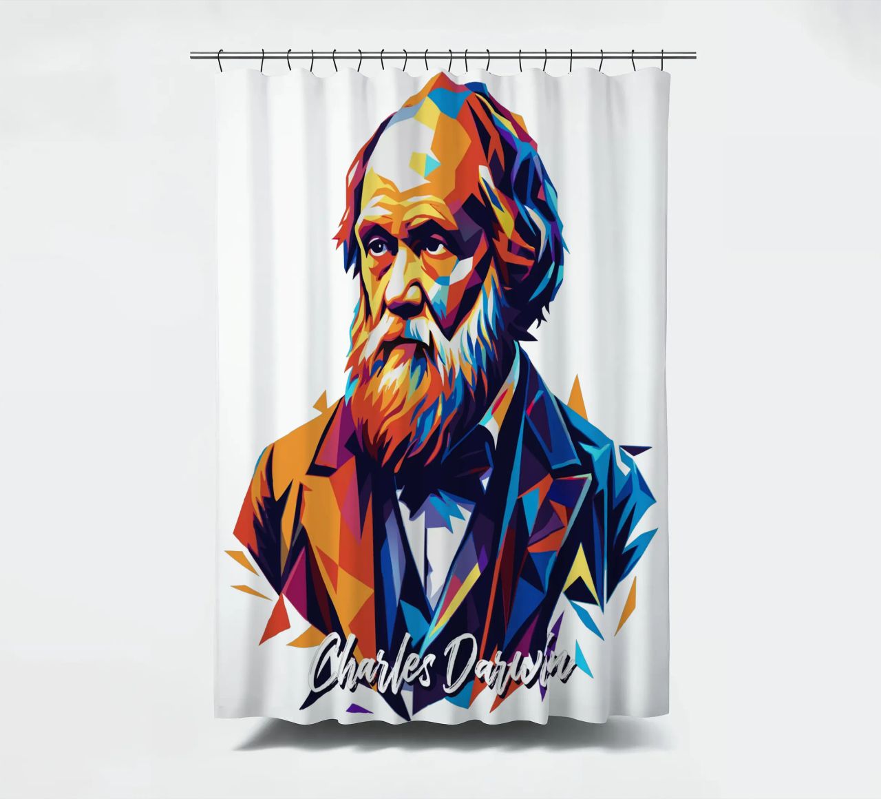 Charles Darwin in WPAP Pop Art tenda da doccia da vectorartnesia