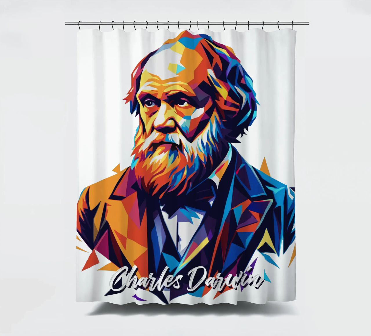 Charles Darwin in WPAP Pop Art tenda da doccia da vectorartnesia