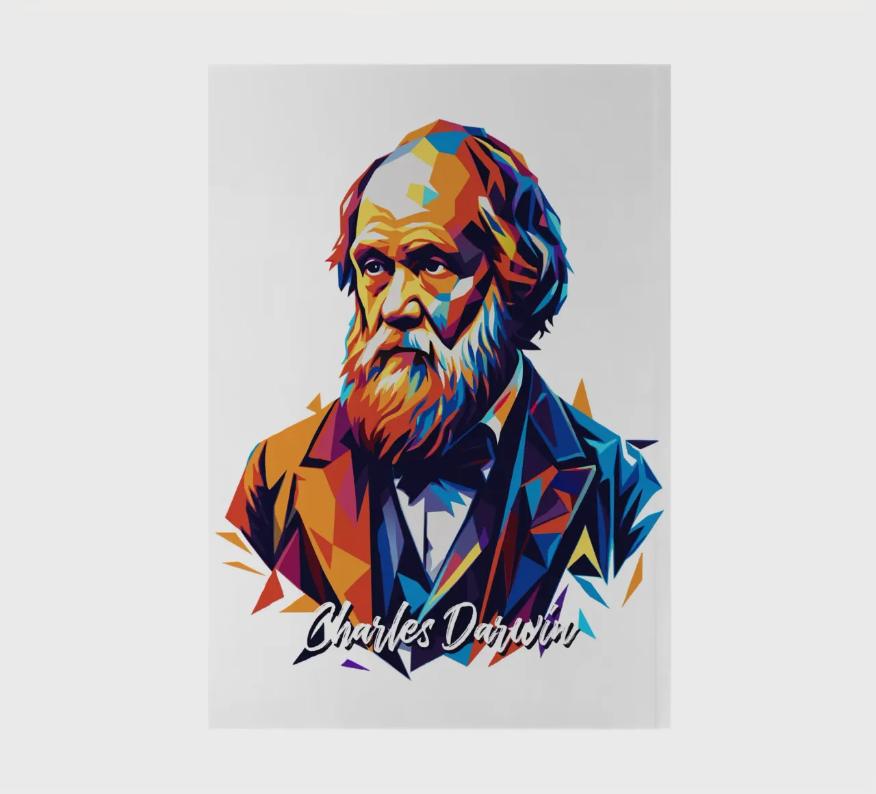 Charles Darwin in WPAP Pop Art notebook by vectorartnesia