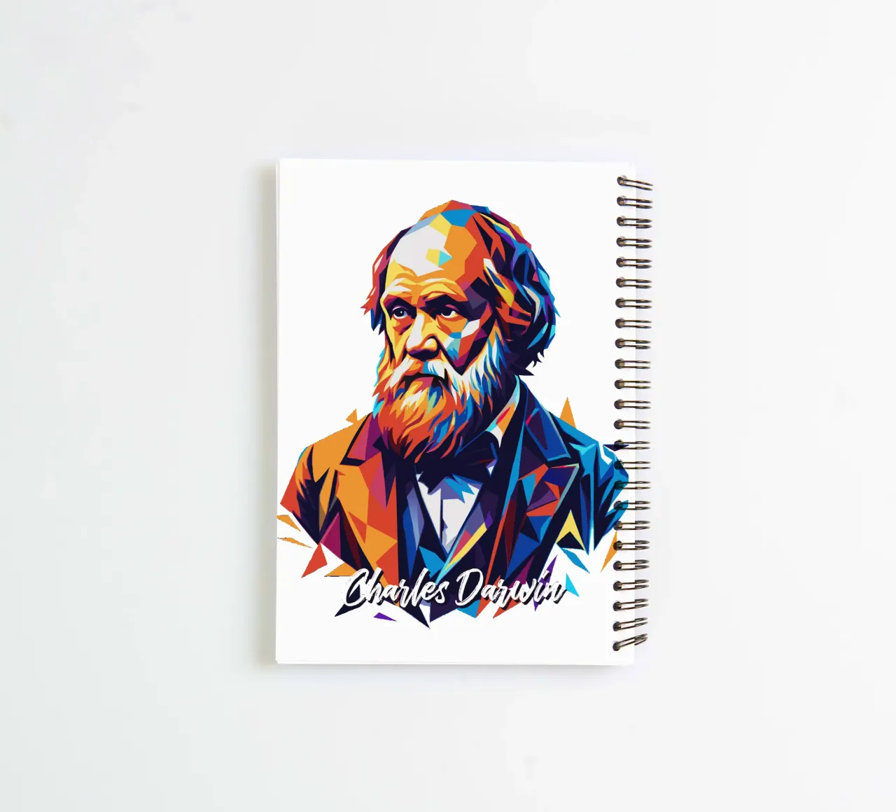 Charles Darwin in WPAP Pop Art diario ad anelli da vectorartnesia
