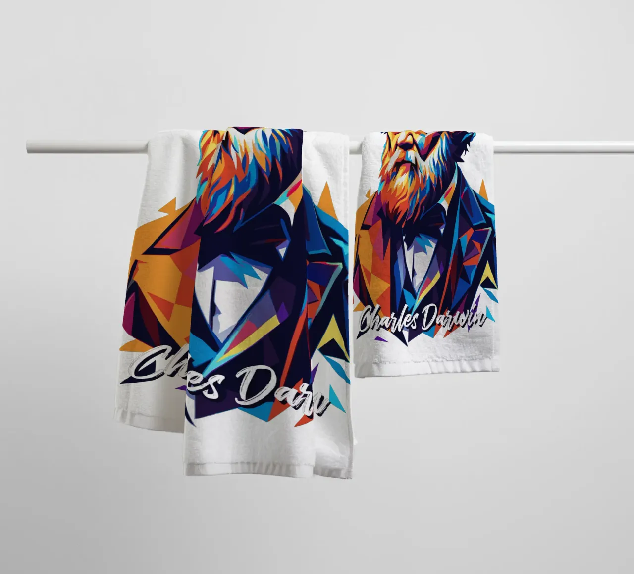 Charles Darwin in WPAP Pop Art asciugamano da bagno da vectorartnesia