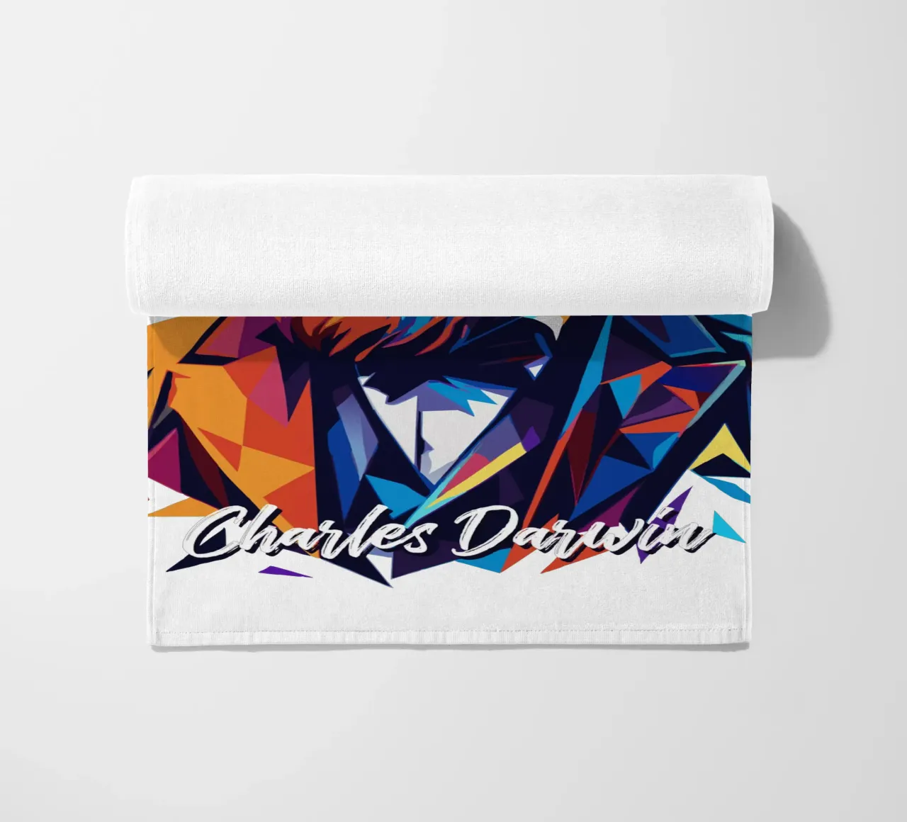 Charles Darwin in WPAP Pop Art beach towel by vectorartnesia