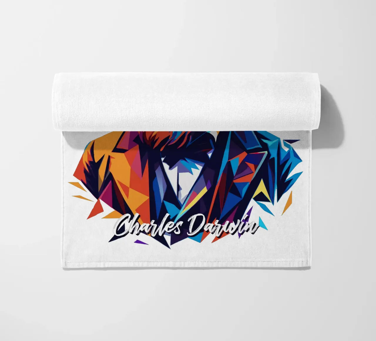 Charles Darwin in WPAP Pop Art beach towel by vectorartnesia