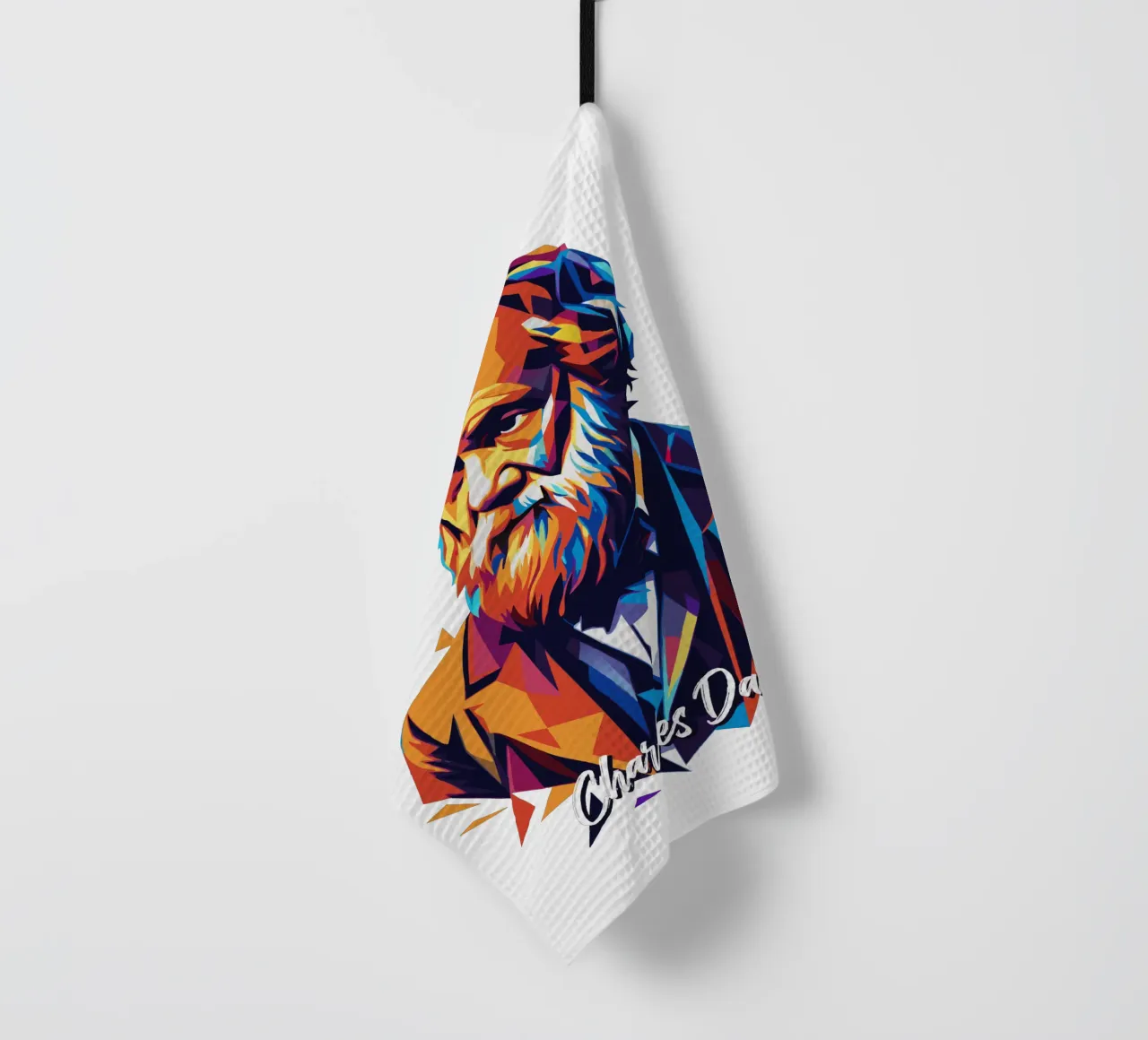 Charles Darwin in WPAP Pop Art Geschirrtuch von vectorartnesia