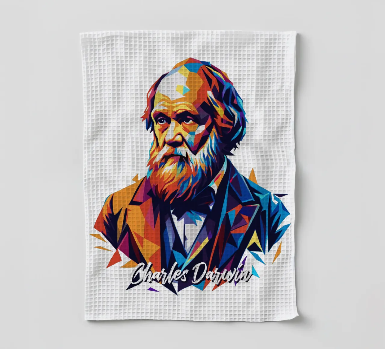 Charles Darwin in WPAP Pop Art Geschirrtuch von vectorartnesia