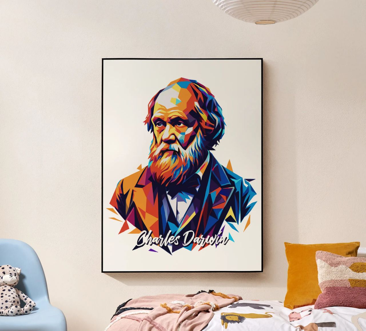 Charles Darwin in WPAP Pop Art plexiglass da vectorartnesia