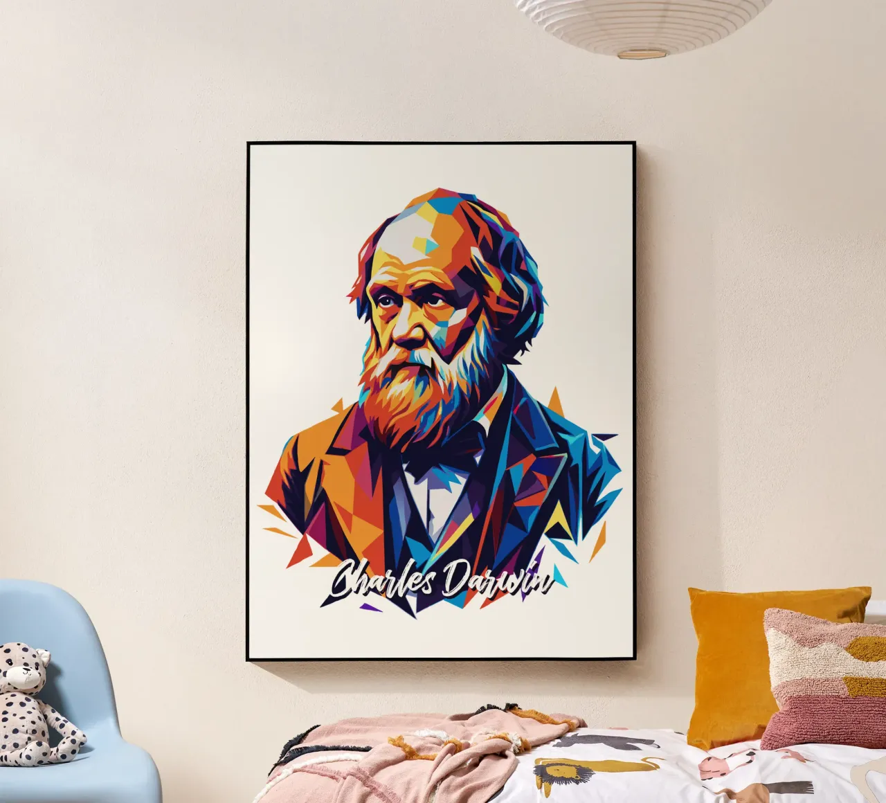 Charles Darwin in WPAP Pop Art Acryl-Glas von vectorartnesia