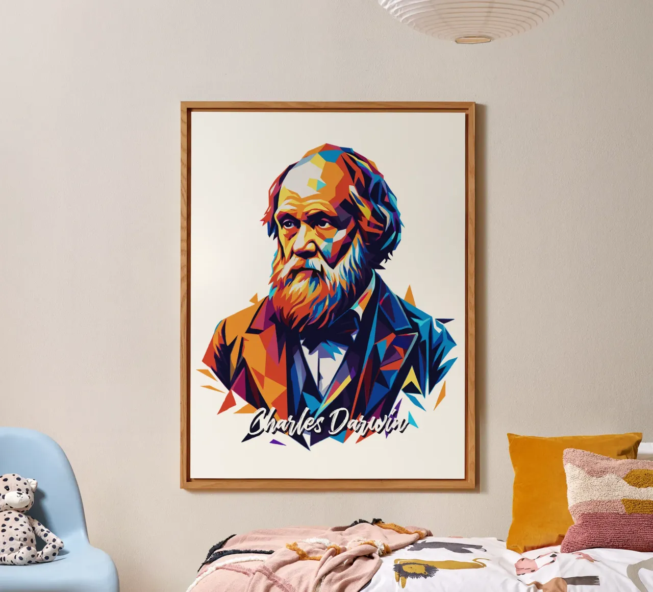 Charles Darwin in WPAP Pop Art alluminio dibond da vectorartnesia