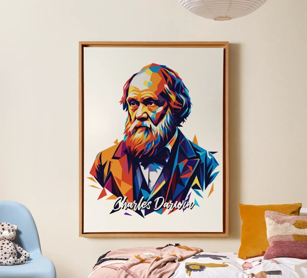 Charles Darwin in WPAP Pop Art canvas van vectorartnesia