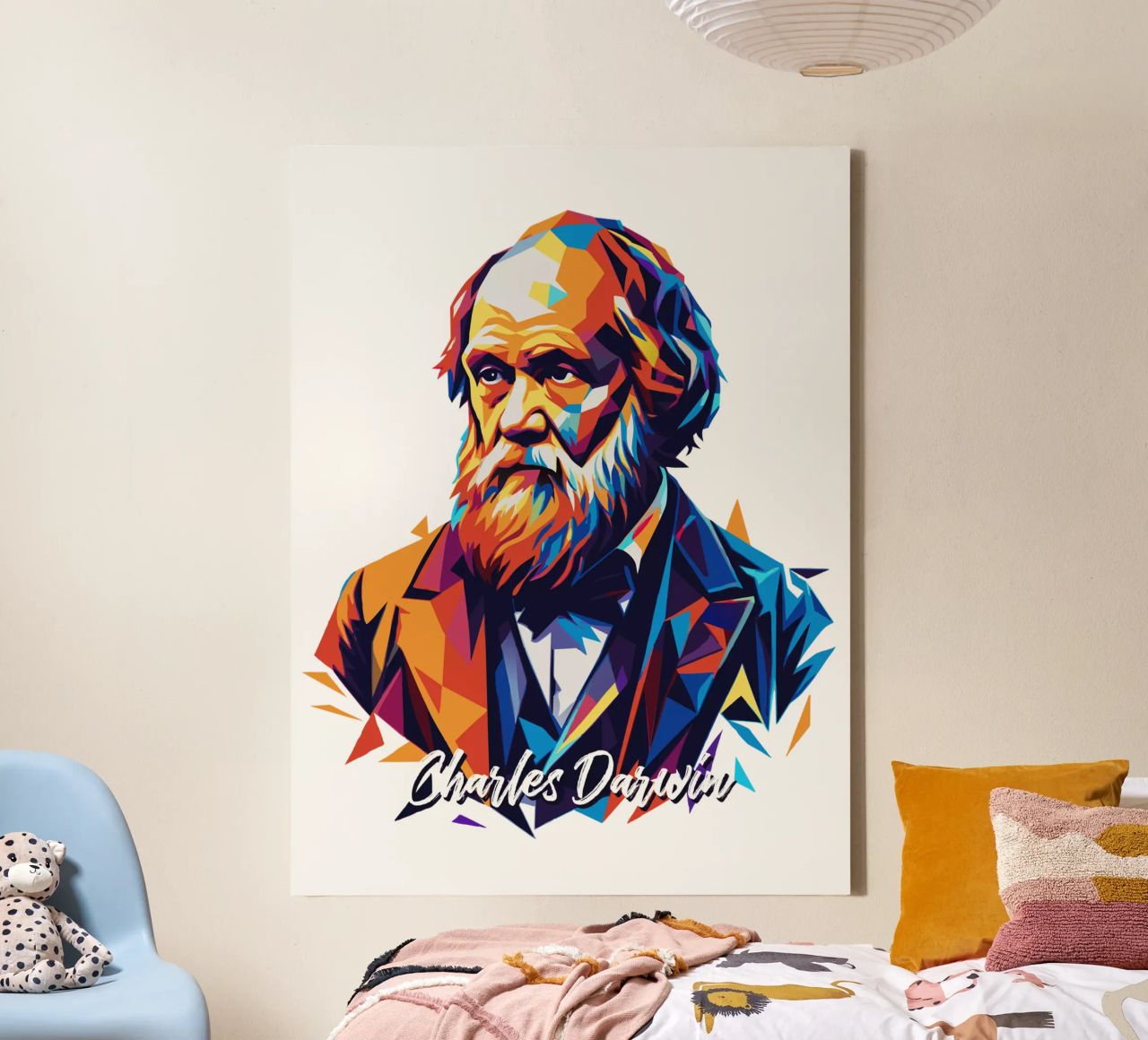 Charles Darwin in WPAP Pop Art tela da vectorartnesia
