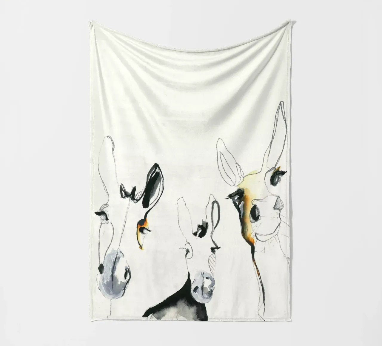 drie ezels fleecedeken van Petit Boom Prints