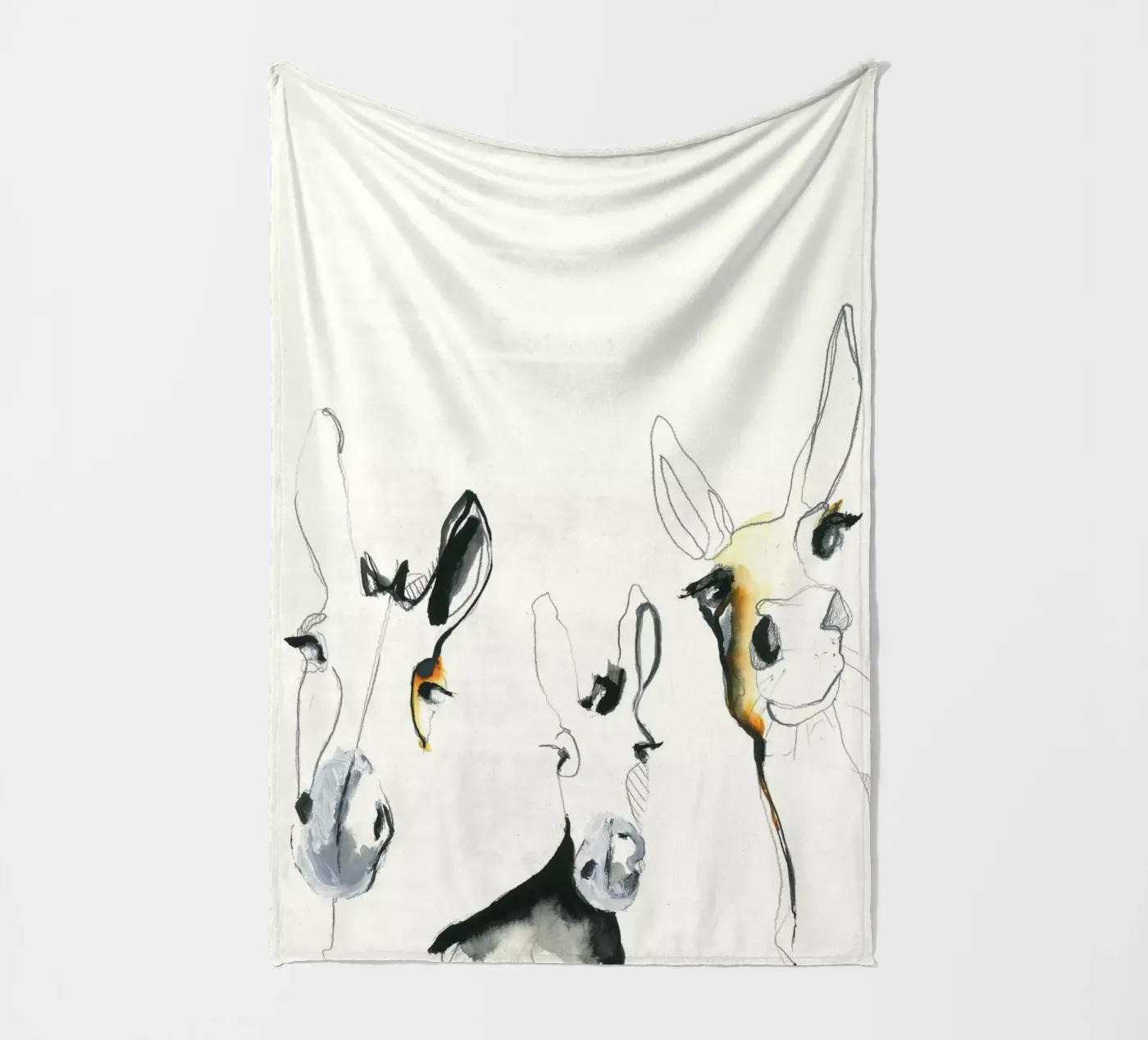 three donkeys fleecedeken van Petit Boom Prints