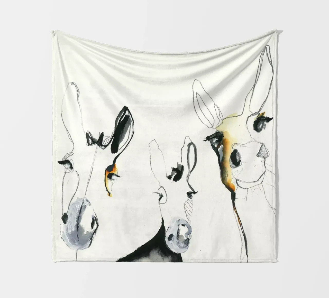 drie ezels fleecedeken van Petit Boom Prints