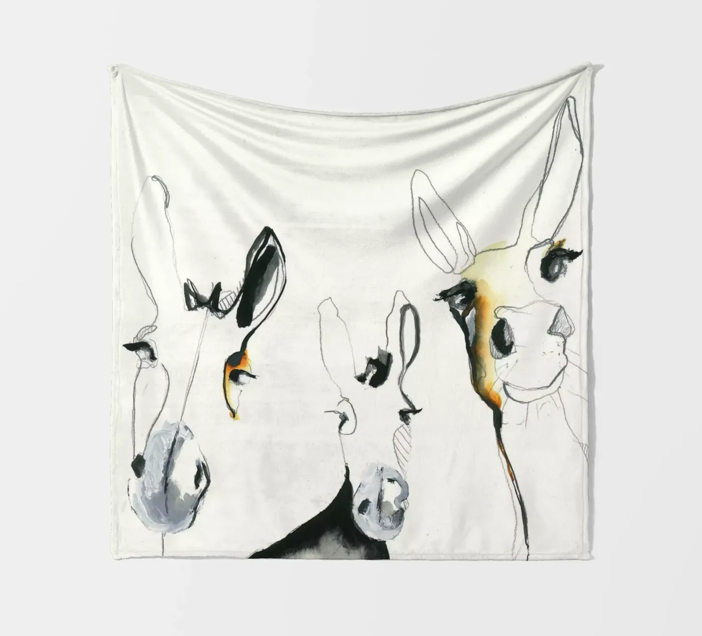 three donkeys fleecedeken van Petit Boom Prints