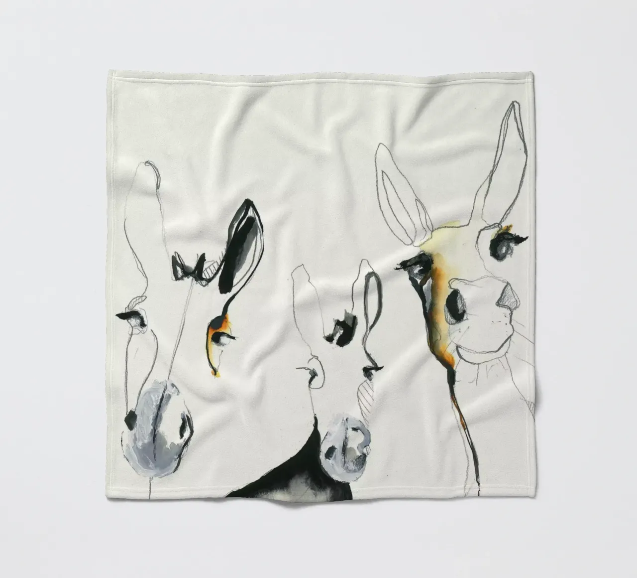 drie ezels fleecedeken van Petit Boom Prints