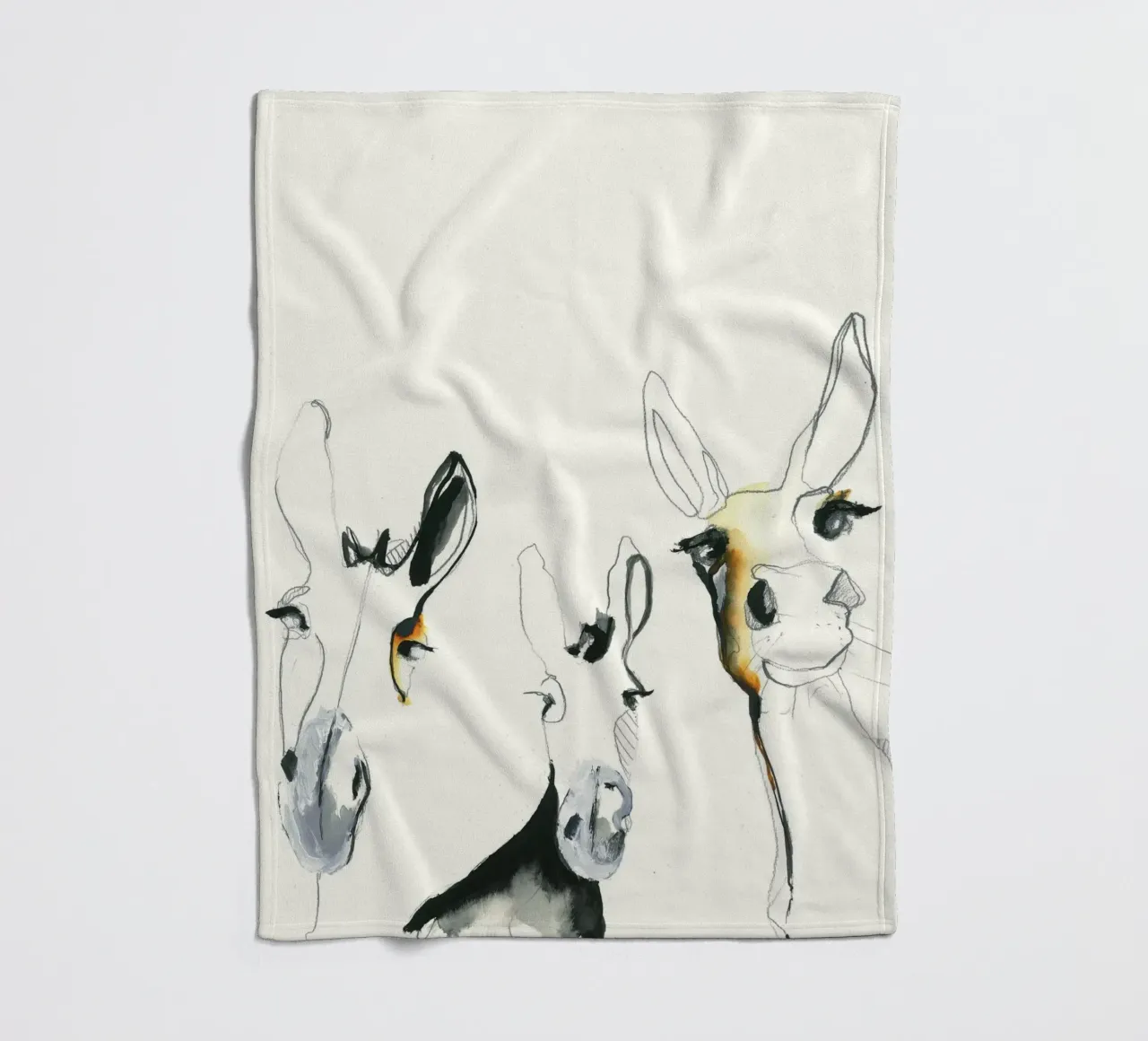 drie ezels fleecedeken van Petit Boom Prints